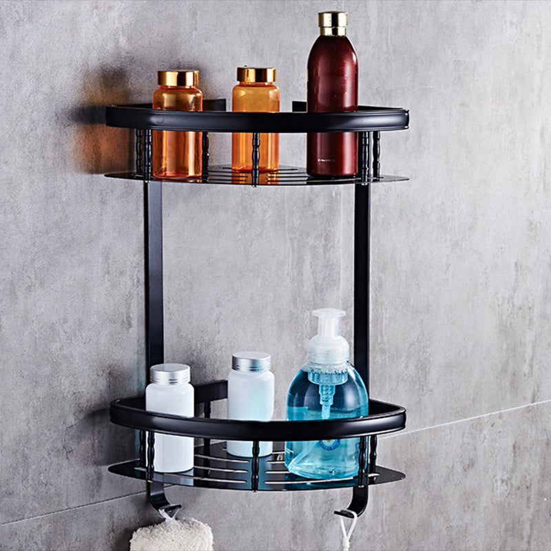 Contemporary Bathroom Accessory Set 3-Piece Bath Shelf with Hooks -  Clearhalo