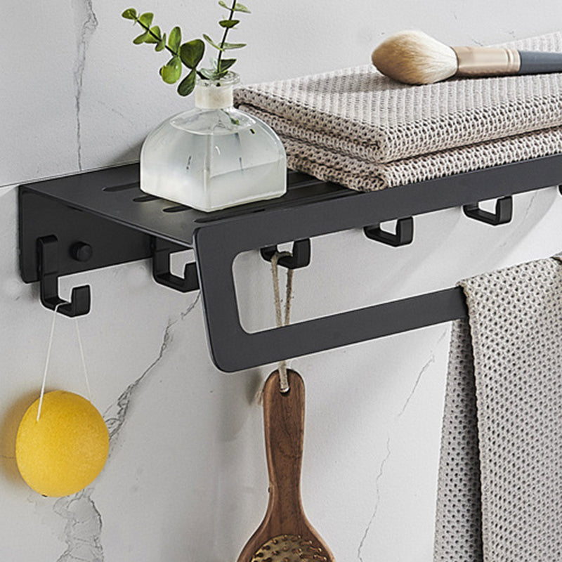 7-Piece Bathroom Hardware Set Matte Black/Gray with Bath Shelf/Towel Bar/Robe Hooks Clearhalo 'Bathroom Hardware Sets' 'Bathroom Hardware' 'Bathroom Remodel & Bathroom Fixtures' 'bathroom_hardware_sets' 'Home Improvement' 'home_improvement' 'home_improvement_bathroom_hardware_sets' 6897375