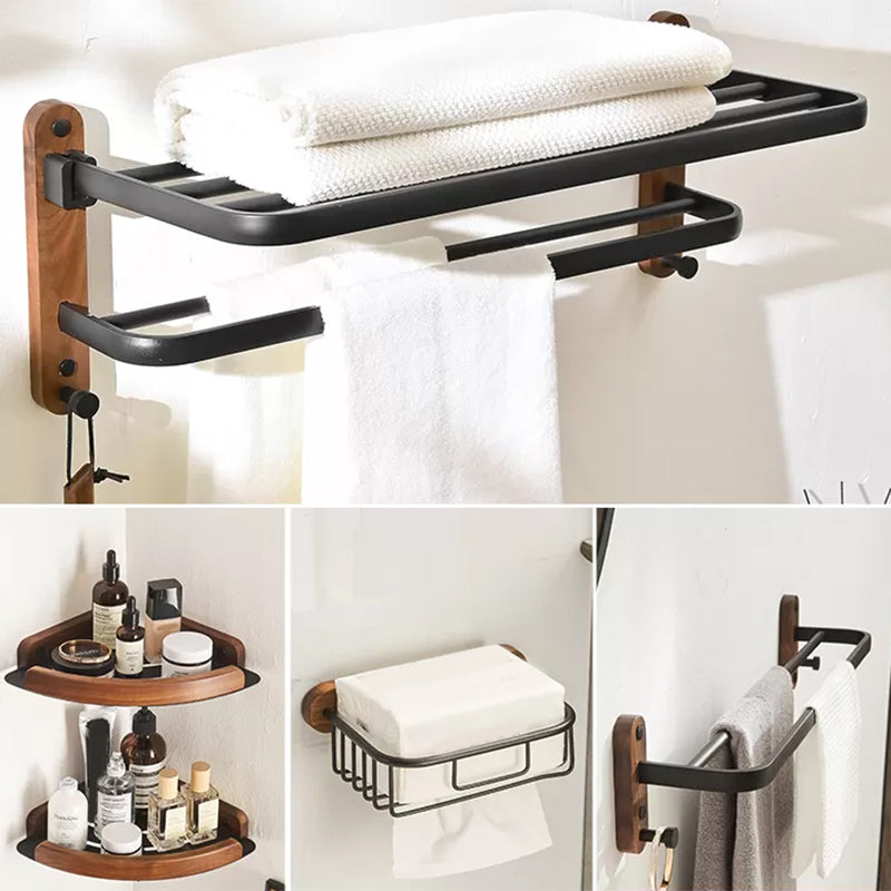 Traditional Bathroom Accessory As Individual Or As a Set in Black Black 5-Piece Set (Toilet Paper Holder) Clearhalo 'Bathroom Hardware Sets' 'Bathroom Hardware' 'Bathroom Remodel & Bathroom Fixtures' 'bathroom_hardware_sets' 'Home Improvement' 'home_improvement' 'home_improvement_bathroom_hardware_sets' 6897391