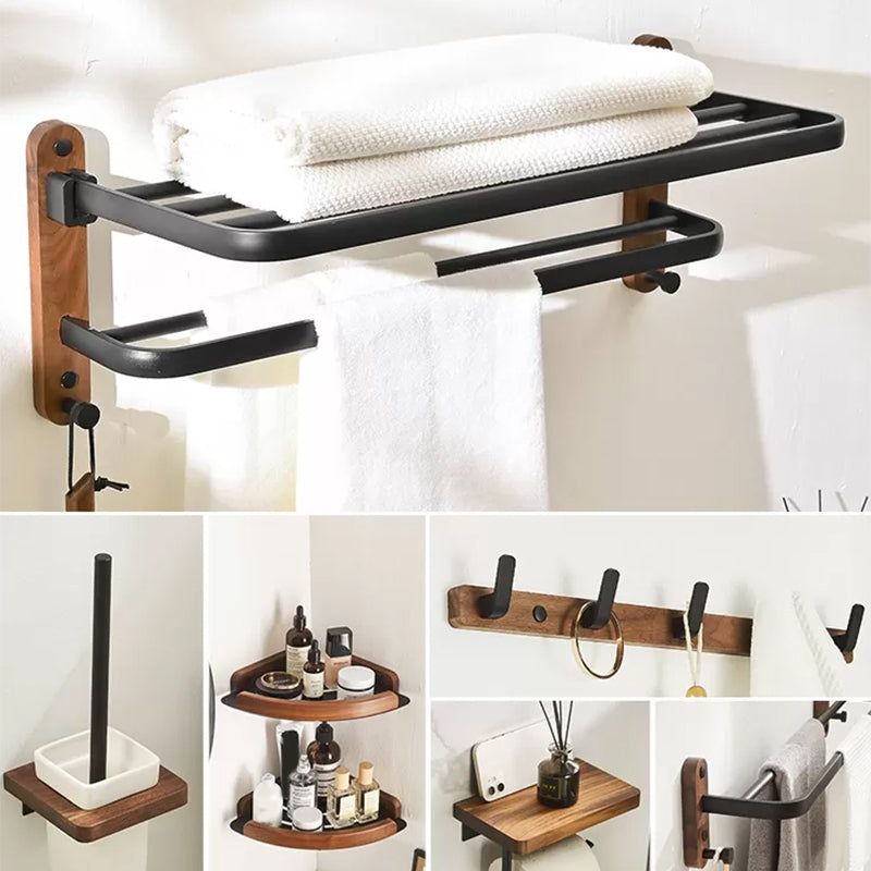 Traditional Bathroom Accessory As Individual Or As a Set in Black Black 7-Piece Set (Toilet Paper Holder) Clearhalo 'Bathroom Hardware Sets' 'Bathroom Hardware' 'Bathroom Remodel & Bathroom Fixtures' 'bathroom_hardware_sets' 'Home Improvement' 'home_improvement' 'home_improvement_bathroom_hardware_sets' 6897395
