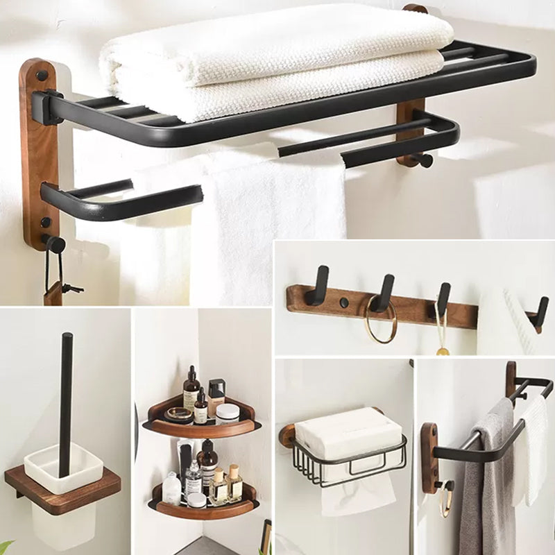 Traditional Bathroom Accessory As Individual Or As a Set in Black Black 7-Piece Set (Tissue Box) Clearhalo 'Bathroom Hardware Sets' 'Bathroom Hardware' 'Bathroom Remodel & Bathroom Fixtures' 'bathroom_hardware_sets' 'Home Improvement' 'home_improvement' 'home_improvement_bathroom_hardware_sets' 6897400