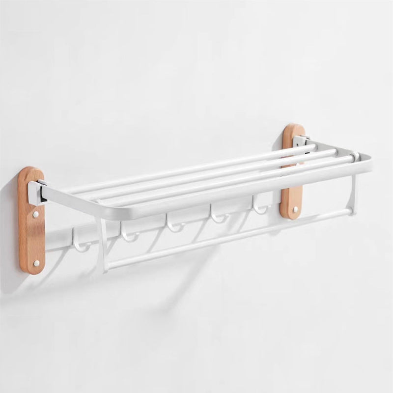 White Bathroom Set Solid Wood & Aluminum Bathroom Accessory as Individual or as a Set Round Towel Rack Clearhalo 'Bathroom Hardware Sets' 'Bathroom Hardware' 'Bathroom Remodel & Bathroom Fixtures' 'bathroom_hardware_sets' 'Home Improvement' 'home_improvement' 'home_improvement_bathroom_hardware_sets' 6897467