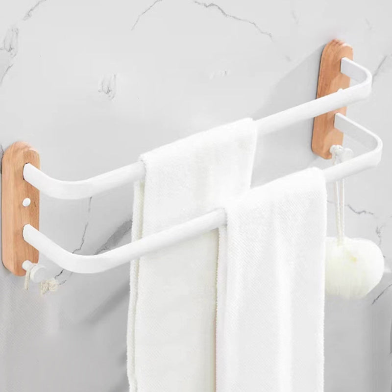 White Bathroom Set Solid Wood & Aluminum Bathroom Accessory as Individual or as a Set Double Bars Towel Bar Clearhalo 'Bathroom Hardware Sets' 'Bathroom Hardware' 'Bathroom Remodel & Bathroom Fixtures' 'bathroom_hardware_sets' 'Home Improvement' 'home_improvement' 'home_improvement_bathroom_hardware_sets' 6897471