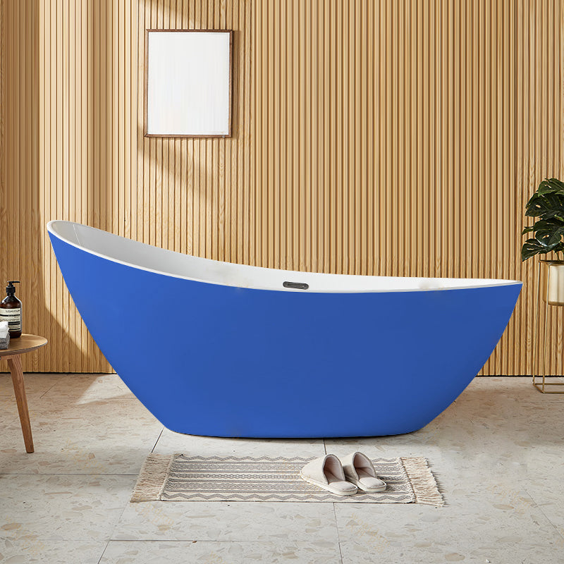 Contemporary Freestanding Soaking Bathtub Oval Slipper Acrylic Bathtub Blue Tub Clearhalo 'Bathroom Remodel & Bathroom Fixtures' 'Bathtubs' 'Home Improvement' 'home_improvement' 'home_improvement_bathtubs' 'Showers & Bathtubs' 6897509