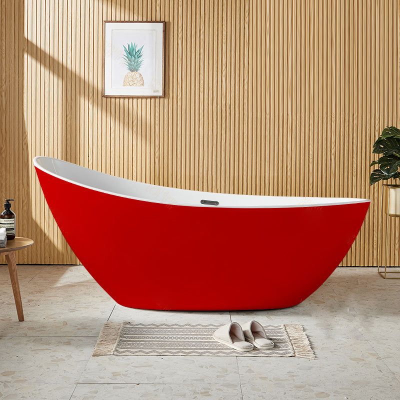 Contemporary Freestanding Soaking Bathtub Oval Slipper Acrylic Bathtub Red Tub Clearhalo 'Bathroom Remodel & Bathroom Fixtures' 'Bathtubs' 'Home Improvement' 'home_improvement' 'home_improvement_bathtubs' 'Showers & Bathtubs' 6897510