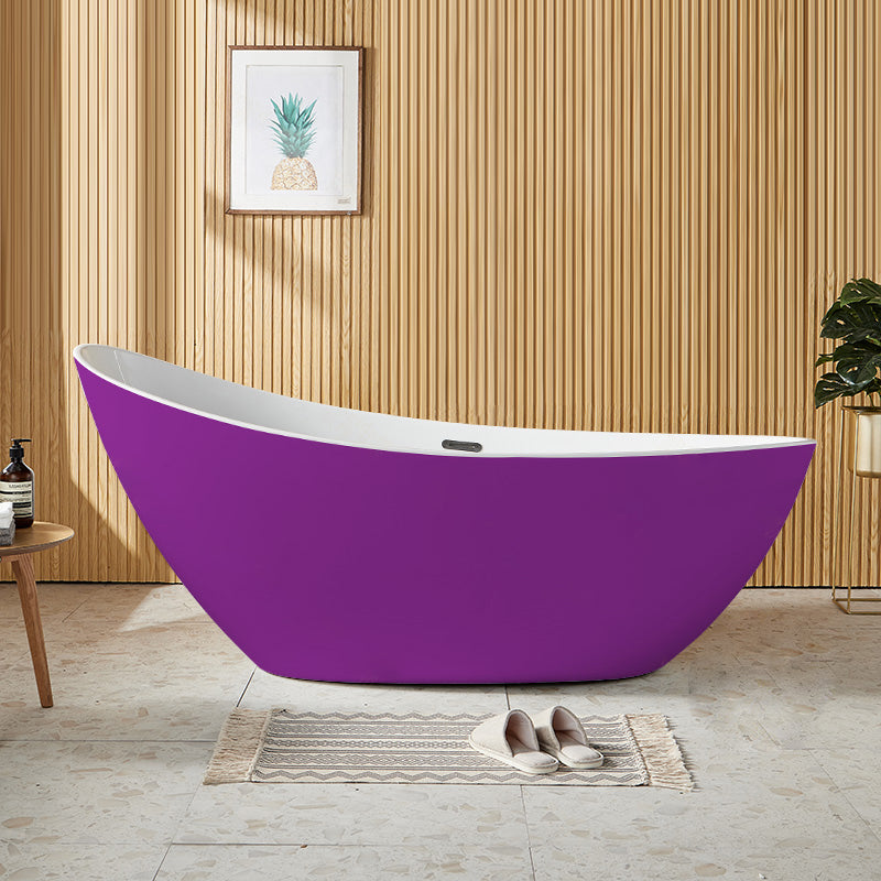 Contemporary Freestanding Soaking Bathtub Oval Slipper Acrylic Bathtub Purple Tub Clearhalo 'Bathroom Remodel & Bathroom Fixtures' 'Bathtubs' 'Home Improvement' 'home_improvement' 'home_improvement_bathtubs' 'Showers & Bathtubs' 6897513