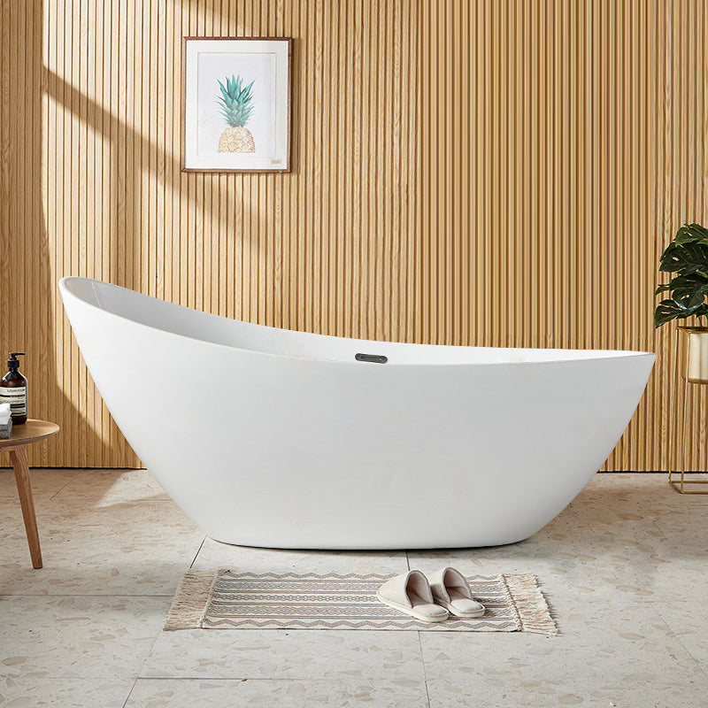 Contemporary Freestanding Soaking Bathtub Oval Slipper Acrylic Bathtub White Tub Clearhalo 'Bathroom Remodel & Bathroom Fixtures' 'Bathtubs' 'Home Improvement' 'home_improvement' 'home_improvement_bathtubs' 'Showers & Bathtubs' 6897515