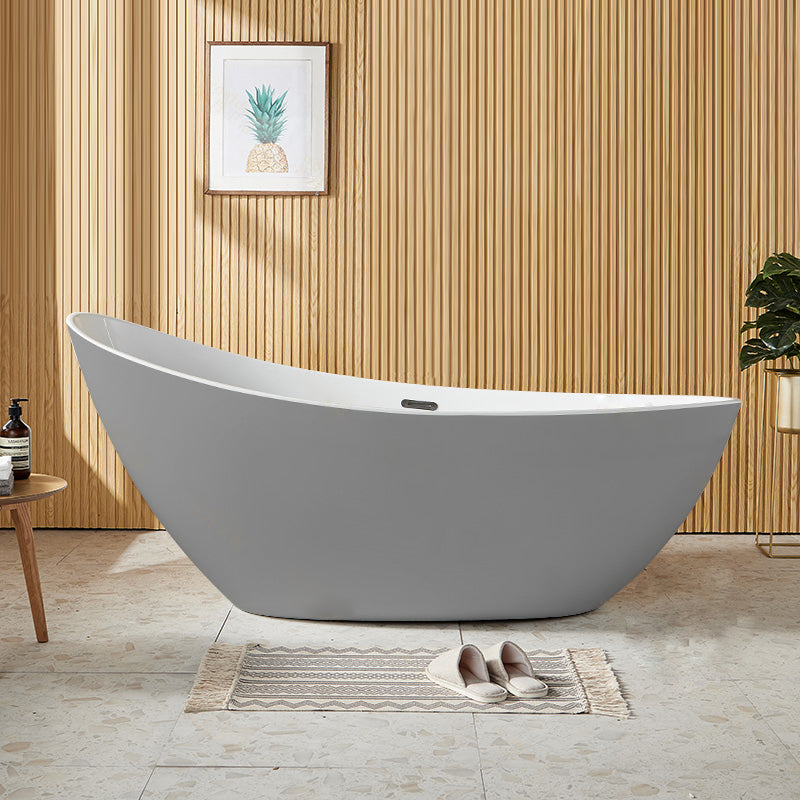 Contemporary Freestanding Soaking Bathtub Oval Slipper Acrylic Bathtub Grey Tub Clearhalo 'Bathroom Remodel & Bathroom Fixtures' 'Bathtubs' 'Home Improvement' 'home_improvement' 'home_improvement_bathtubs' 'Showers & Bathtubs' 6897516