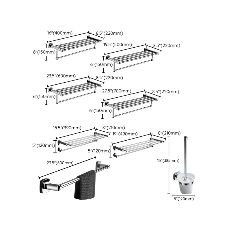 Chrome Brass Modernism Bathroom Accessory as Individual or as a Set Clearhalo 'Bathroom Hardware Sets' 'Bathroom Hardware' 'Bathroom Remodel & Bathroom Fixtures' 'bathroom_hardware_sets' 'Home Improvement' 'home_improvement' 'home_improvement_bathroom_hardware_sets' 6897829