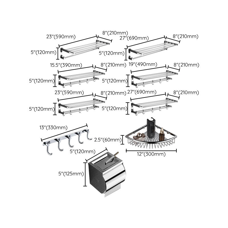 Chrome Brass Modernism Bathroom Accessory as Individual or as a Set Clearhalo 'Bathroom Hardware Sets' 'Bathroom Hardware' 'Bathroom Remodel & Bathroom Fixtures' 'bathroom_hardware_sets' 'Home Improvement' 'home_improvement' 'home_improvement_bathroom_hardware_sets' 6897830