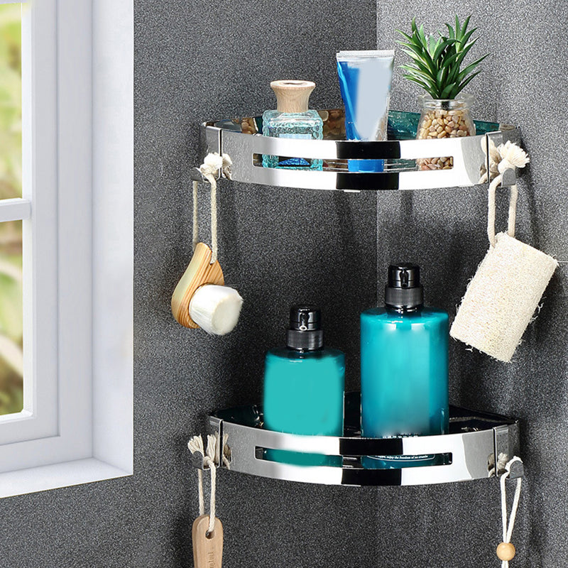 Gray Contemporary Bathroom Accessory Set Bath Shelf/Towel Bar & Robe Hooks  Included - Clearhalo