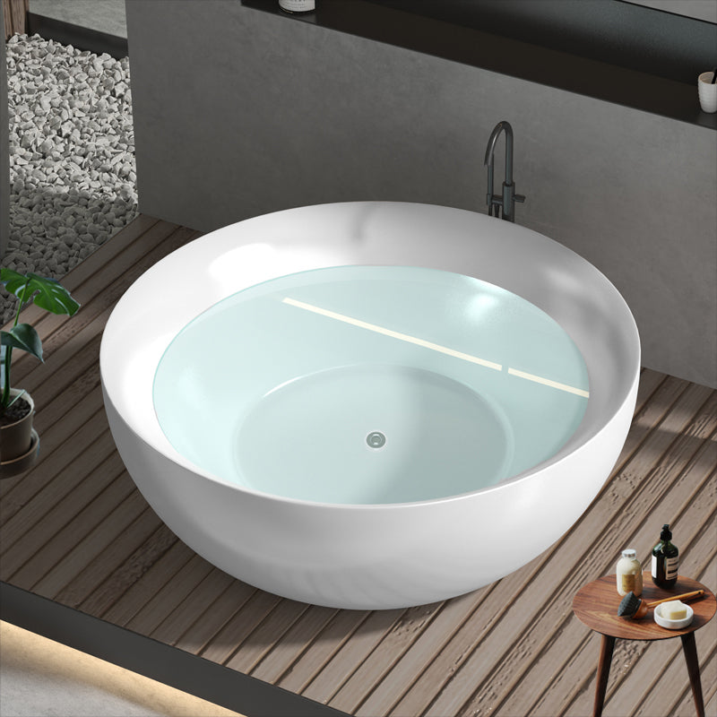 Round Soaking Stand Alone Bathtub Antique Finish Back to Wall Bath Tub Clearhalo 'Bathroom Remodel & Bathroom Fixtures' 'Bathtubs' 'Home Improvement' 'home_improvement' 'home_improvement_bathtubs' 'Showers & Bathtubs' 6908165