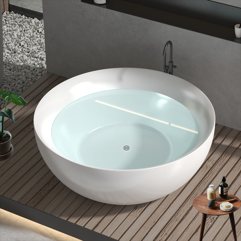 Round Soaking Stand Alone Bathtub Antique Finish Back to Wall Bath Tub Clearhalo 'Bathroom Remodel & Bathroom Fixtures' 'Bathtubs' 'Home Improvement' 'home_improvement' 'home_improvement_bathtubs' 'Showers & Bathtubs' 6908166