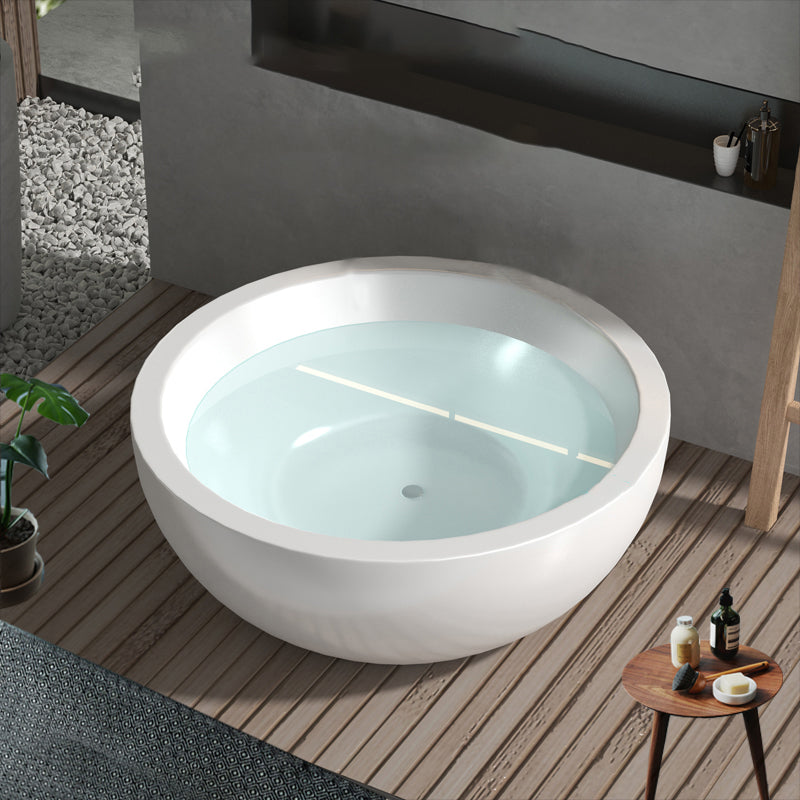 Round Soaking Stand Alone Bathtub Antique Finish Back to Wall Bath Tub 75"L x 75"W x 24"H Clearhalo 'Bathroom Remodel & Bathroom Fixtures' 'Bathtubs' 'Home Improvement' 'home_improvement' 'home_improvement_bathtubs' 'Showers & Bathtubs' 6908167