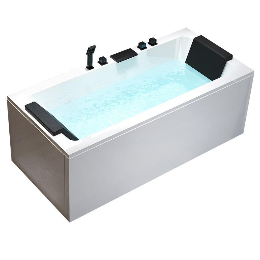 Acrylic Rectangular Bath Soaking Bathtub in White , 22.03" Tall Tub with Black 5-Piece Set Clearhalo 'Bathroom Remodel & Bathroom Fixtures' 'Bathtubs' 'Home Improvement' 'home_improvement' 'home_improvement_bathtubs' 'Showers & Bathtubs' 6908222