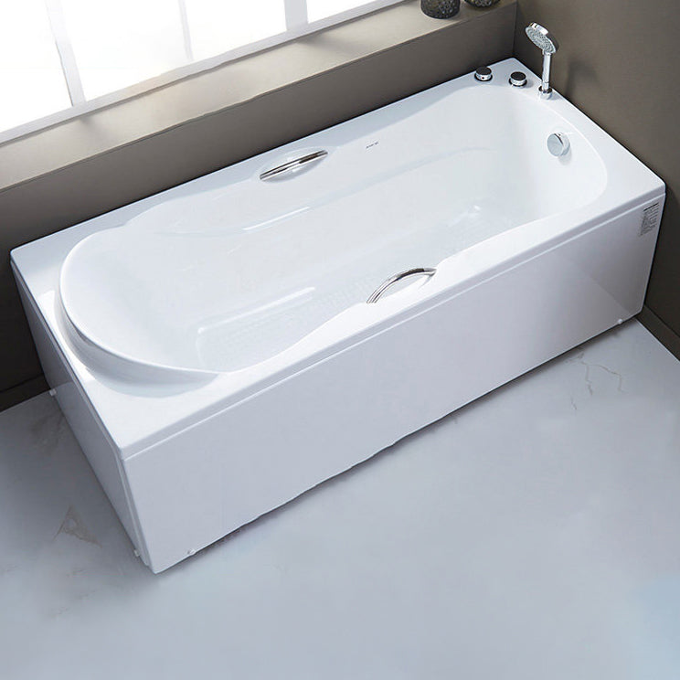 Rectangular Bath Soaking Back to Wall Bathtub in White (Board not Included) Right Tub with Silver 3-Piece Set Clearhalo 'Bathroom Remodel & Bathroom Fixtures' 'Bathtubs' 'Home Improvement' 'home_improvement' 'home_improvement_bathtubs' 'Showers & Bathtubs' 6908242