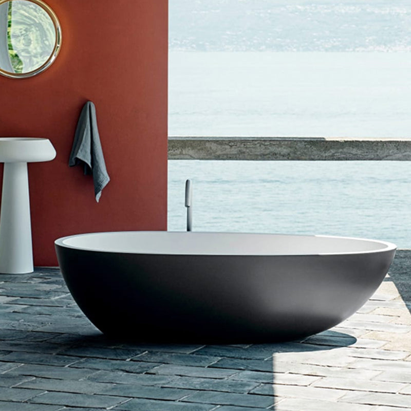 Freestanding Soaking Bathtub Antique Finish Back to Wall Bath Tub Black White Clearhalo 'Bathroom Remodel & Bathroom Fixtures' 'Bathtubs' 'Home Improvement' 'home_improvement' 'home_improvement_bathtubs' 'Showers & Bathtubs' 6908281