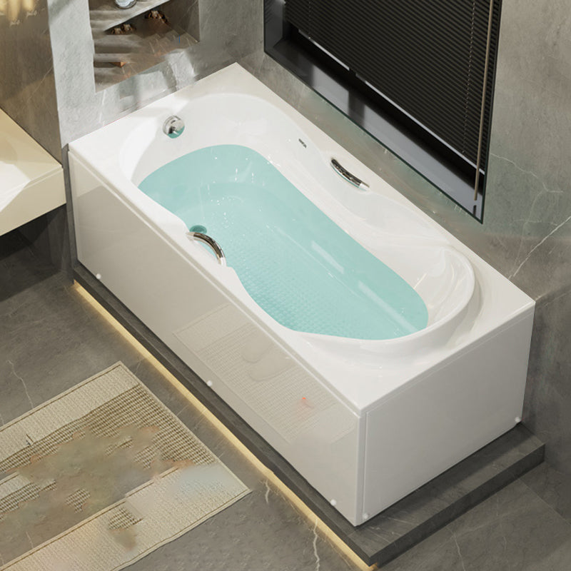 Freestanding Acrylic Bathtub Soaking White Square Modern Back to Wall Bathtub Left Tub Clearhalo 'Bathroom Remodel & Bathroom Fixtures' 'Bathtubs' 'Home Improvement' 'home_improvement' 'home_improvement_bathtubs' 'Showers & Bathtubs' 6908320