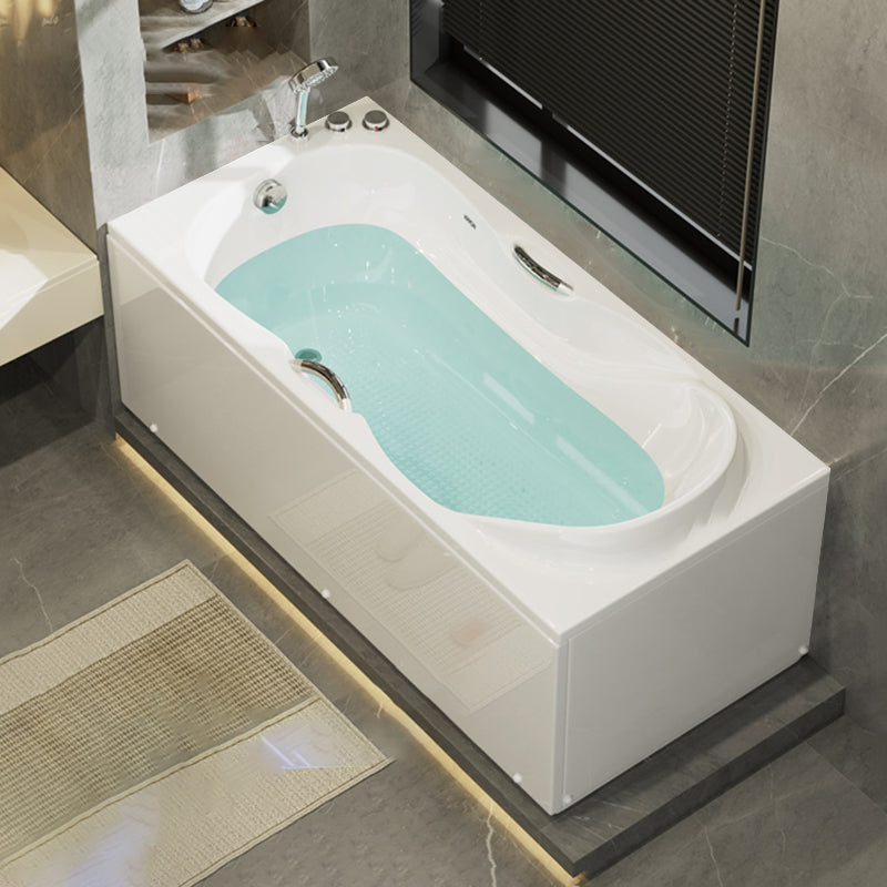 Freestanding Acrylic Bathtub Soaking White Square Modern Back to Wall Bathtub Left Tub with Silver 3-Piece Set Clearhalo 'Bathroom Remodel & Bathroom Fixtures' 'Bathtubs' 'Home Improvement' 'home_improvement' 'home_improvement_bathtubs' 'Showers & Bathtubs' 6908323