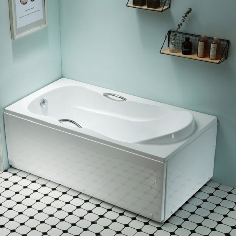 Freestanding Acrylic Bathtub Soaking White Square Modern Back to Wall Bathtub 63"L x 31"W x 24"H Left Tub Clearhalo 'Bathroom Remodel & Bathroom Fixtures' 'Bathtubs' 'Home Improvement' 'home_improvement' 'home_improvement_bathtubs' 'Showers & Bathtubs' 6908326