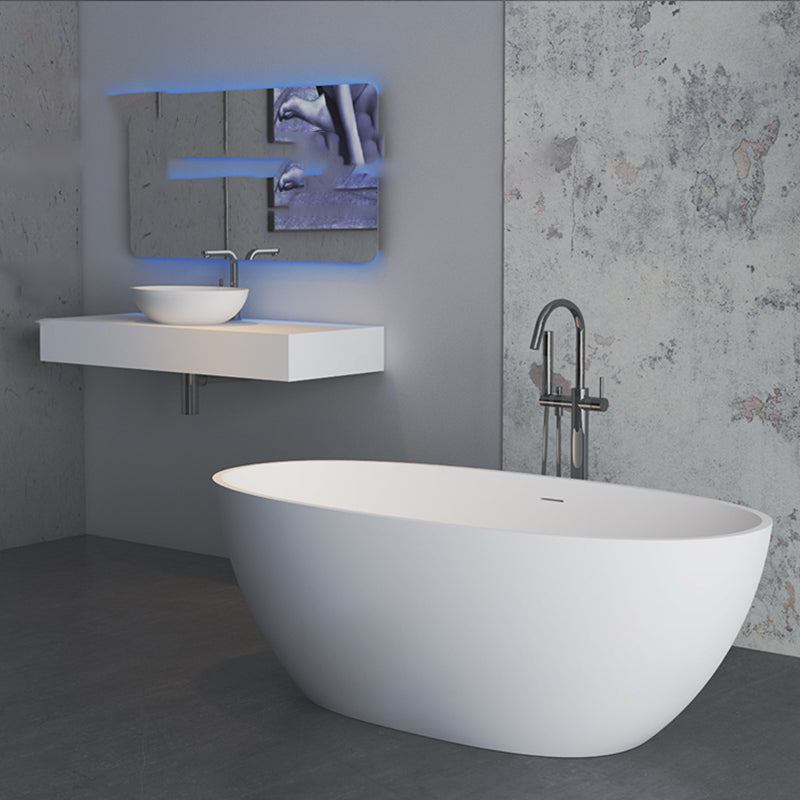 Stone Soaking Bathtub Antique Finish Back to Wall Oval Bath Tub Clearhalo 'Bathroom Remodel & Bathroom Fixtures' 'Bathtubs' 'Home Improvement' 'home_improvement' 'home_improvement_bathtubs' 'Showers & Bathtubs' 6908353