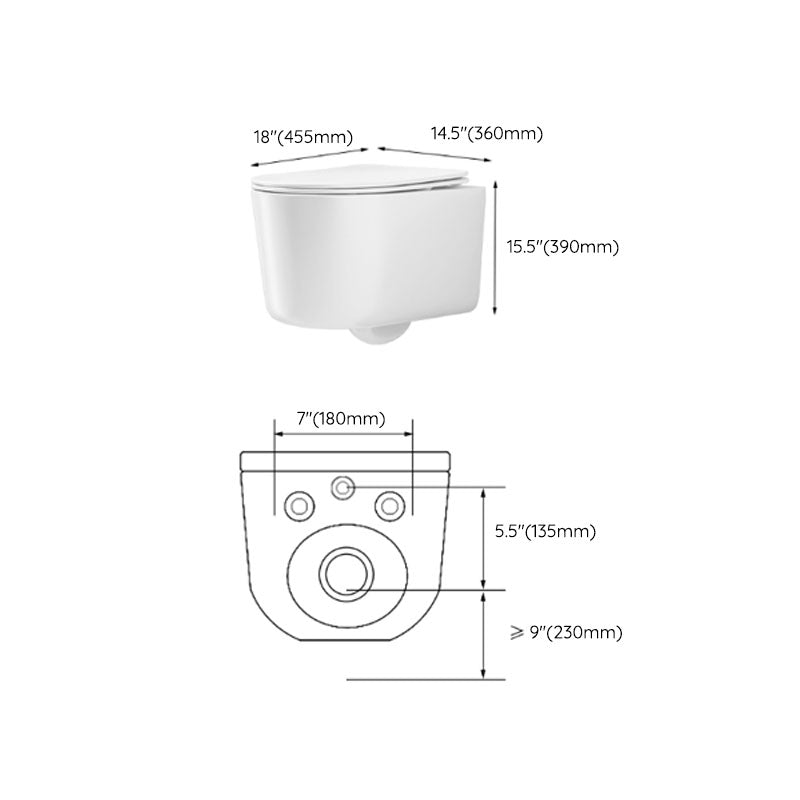 Modern Toilet Bowl Wall Mount Porcelain All-In-One Flush Toilet Clearhalo 'Bathroom Remodel & Bathroom Fixtures' 'Home Improvement' 'home_improvement' 'home_improvement_toilets' 'Toilets & Bidets' 'Toilets' 6908890