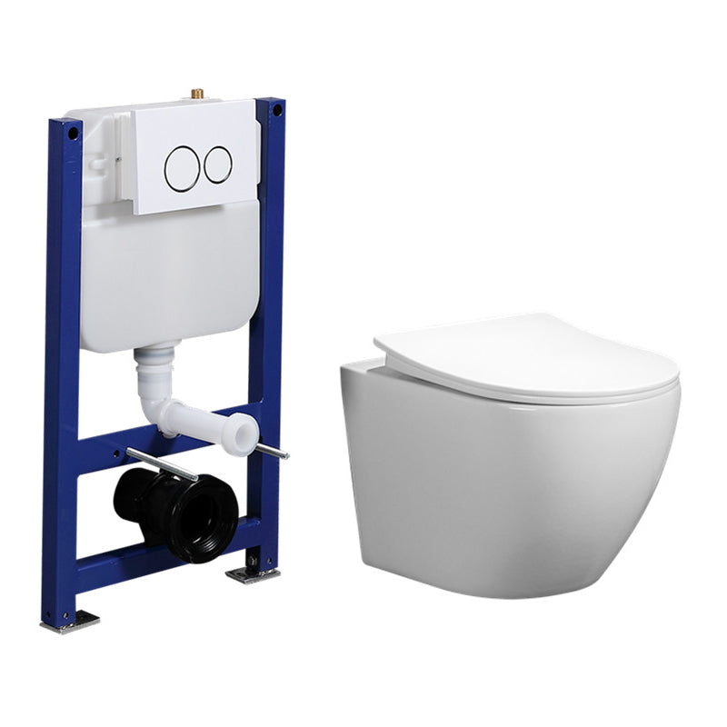 Contemporary Flush Toilet One Piece Wall Mount Porcelain Urine Toilet 14"L x 19"W x 13"H Toilet with Low Tanker Clearhalo 'Bathroom Remodel & Bathroom Fixtures' 'Home Improvement' 'home_improvement' 'home_improvement_toilets' 'Toilets & Bidets' 'Toilets' 6908923