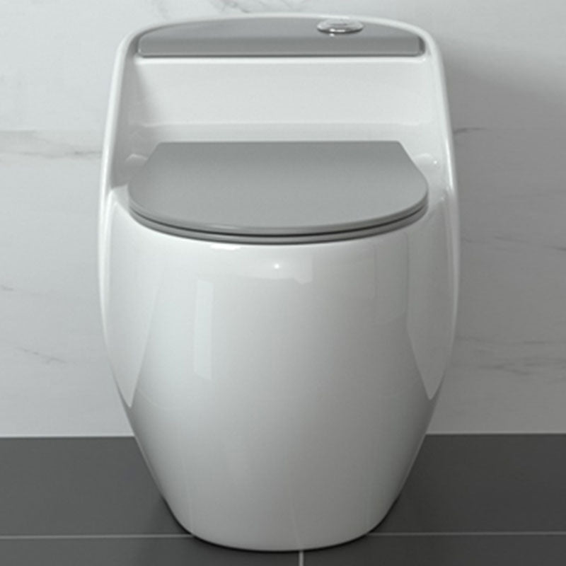 Modern Toilet Bowl Floor Mounted Porcelain Round All-In-One Flush Toilet Gray/ White 16" Clearhalo 'Bathroom Remodel & Bathroom Fixtures' 'Home Improvement' 'home_improvement' 'home_improvement_toilets' 'Toilets & Bidets' 'Toilets' 6909126