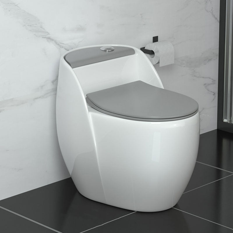 Modern Toilet Bowl Floor Mounted Porcelain Round All-In-One Flush Toilet Gray/ White Clearhalo 'Bathroom Remodel & Bathroom Fixtures' 'Home Improvement' 'home_improvement' 'home_improvement_toilets' 'Toilets & Bidets' 'Toilets' 6909127