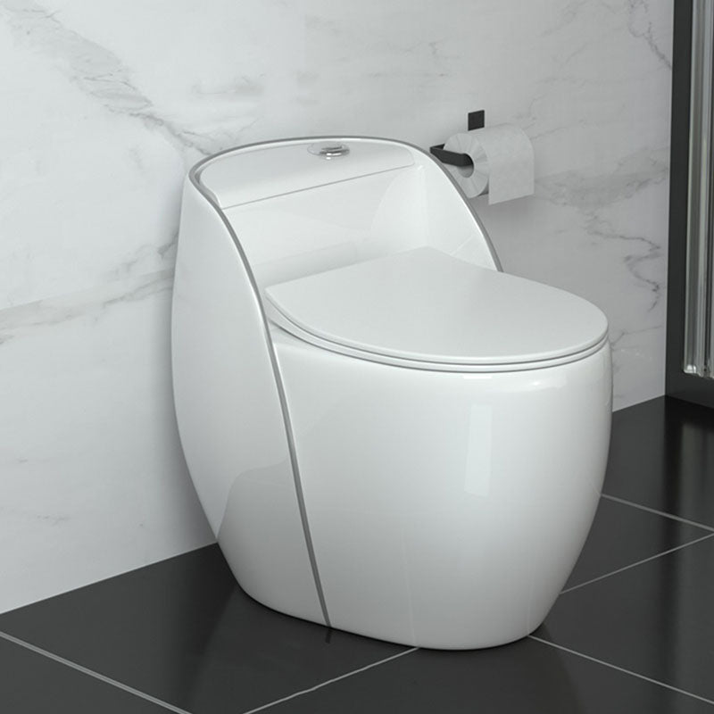 Modern Toilet Bowl Floor Mounted Porcelain Round All-In-One Flush Toilet White/ Gray Clearhalo 'Bathroom Remodel & Bathroom Fixtures' 'Home Improvement' 'home_improvement' 'home_improvement_toilets' 'Toilets & Bidets' 'Toilets' 6909137