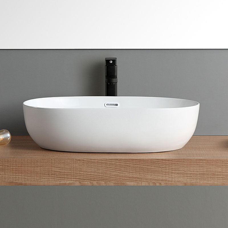 Contemporary Bathroom Sink Solid Color Vessel Bathroom Sink with Overflow Clearhalo 'Bathroom Remodel & Bathroom Fixtures' 'Bathroom Sinks & Faucet Components' 'Bathroom Sinks' 'bathroom_sink' 'Home Improvement' 'home_improvement' 'home_improvement_bathroom_sink' 6914009