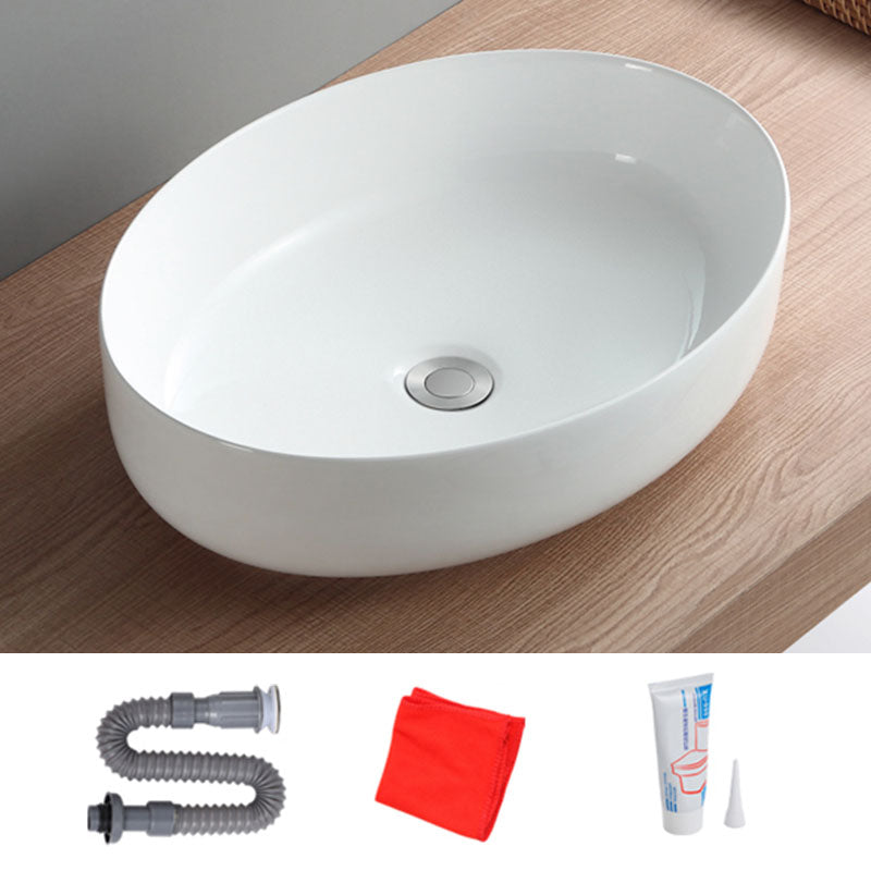 Modern White Vessel Sink Porcelain Vessel Bathroom Sink with Faucet 21"L x 16"W x 5"H Unavailiable Sink Clearhalo 'Bathroom Remodel & Bathroom Fixtures' 'Bathroom Sinks & Faucet Components' 'Bathroom Sinks' 'bathroom_sink' 'Home Improvement' 'home_improvement' 'home_improvement_bathroom_sink' 6914050