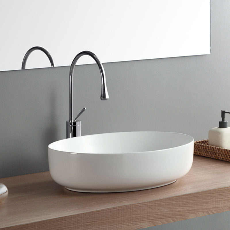 Modern White Vessel Sink Porcelain Vessel Bathroom Sink with Faucet Clearhalo 'Bathroom Remodel & Bathroom Fixtures' 'Bathroom Sinks & Faucet Components' 'Bathroom Sinks' 'bathroom_sink' 'Home Improvement' 'home_improvement' 'home_improvement_bathroom_sink' 6914055