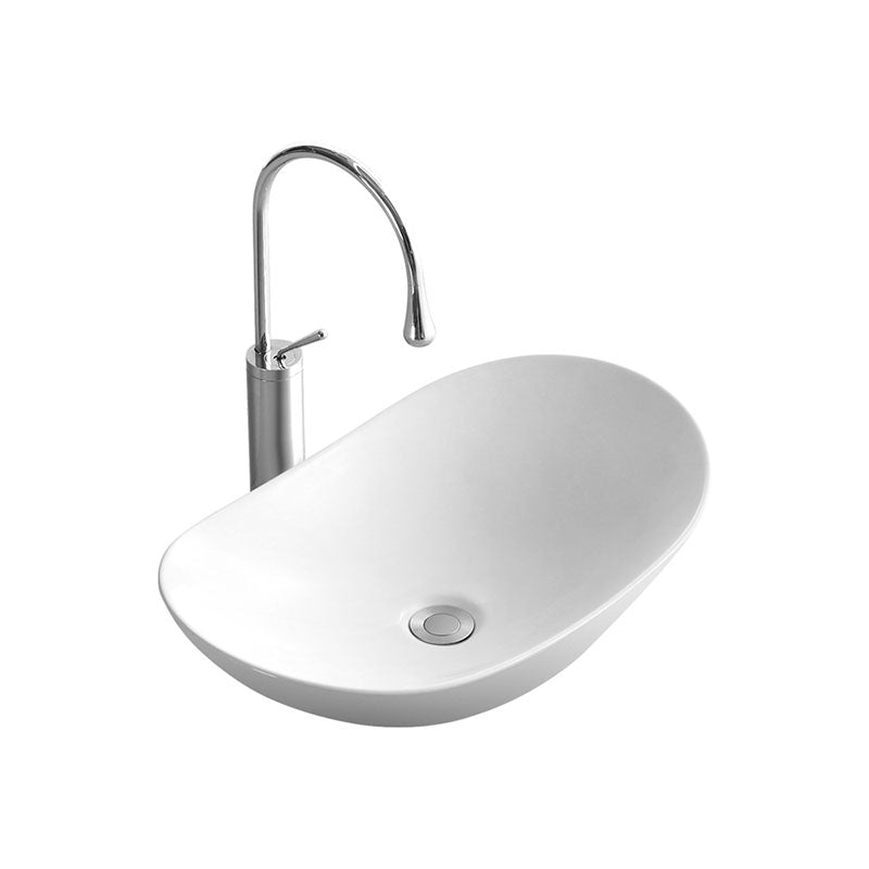 Modern White Vessel Sink Porcelain Vessel Bathroom Sink with Faucet Clearhalo 'Bathroom Remodel & Bathroom Fixtures' 'Bathroom Sinks & Faucet Components' 'Bathroom Sinks' 'bathroom_sink' 'Home Improvement' 'home_improvement' 'home_improvement_bathroom_sink' 6914057