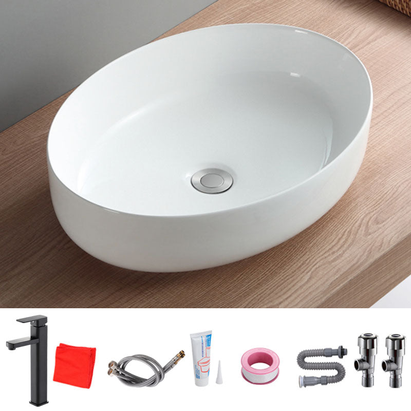 Modern White Vessel Sink Porcelain Vessel Bathroom Sink with Faucet 21"L x 16"W x 5"H Square Faucet Sink with Faucet Clearhalo 'Bathroom Remodel & Bathroom Fixtures' 'Bathroom Sinks & Faucet Components' 'Bathroom Sinks' 'bathroom_sink' 'Home Improvement' 'home_improvement' 'home_improvement_bathroom_sink' 6914065