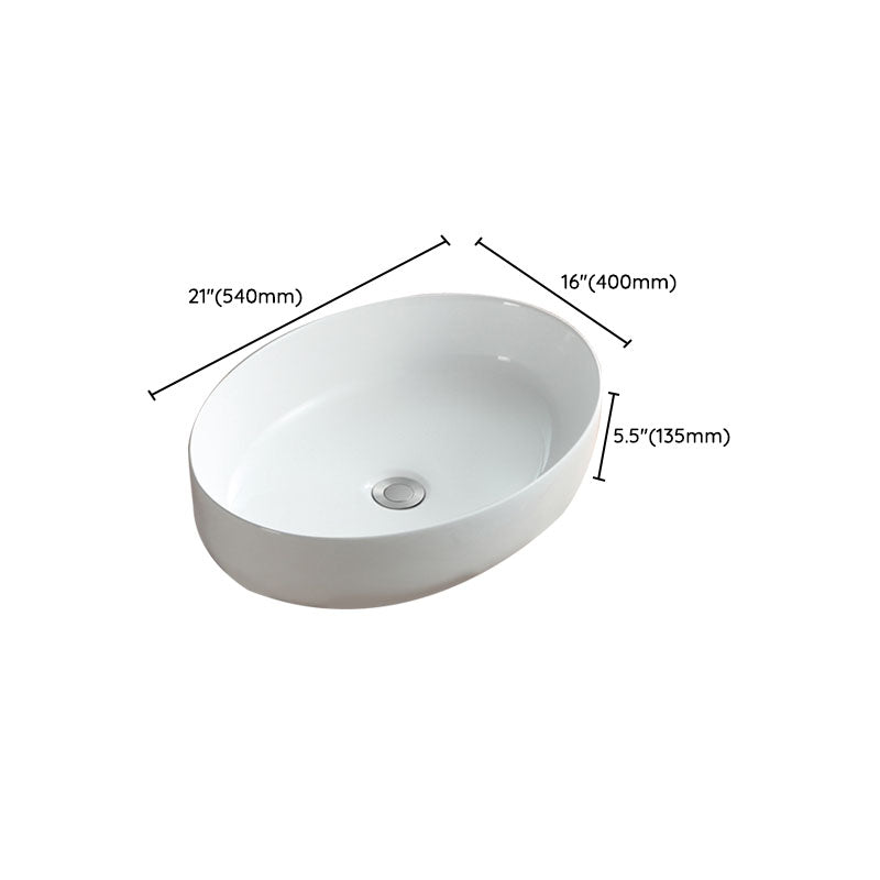 Modern White Vessel Sink Porcelain Vessel Bathroom Sink with Faucet Clearhalo 'Bathroom Remodel & Bathroom Fixtures' 'Bathroom Sinks & Faucet Components' 'Bathroom Sinks' 'bathroom_sink' 'Home Improvement' 'home_improvement' 'home_improvement_bathroom_sink' 6914069