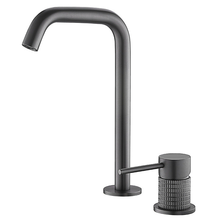 Luxury 8.97" H Vanity Sink Faucet Circular Lever Handle Basin Faucet Clearhalo 'bathroom_sink_faucets' 'Conjunta de Baño y Conjunta de Grifo' 'Coronamiento de Baño y Dispositivo de Baño' 'Grifo del lavabo del baño' 'Hogar' 'home_improvement' 'home_improvement_bathroom_sink_faucets' 'Mejoras para el hogar' 6914106