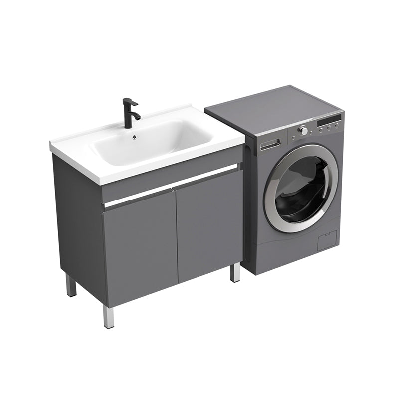 Gray Metal Vanity Sink Modern Free-standing Standard Space Saver Vanity Clearhalo 'Bathroom Remodel & Bathroom Fixtures' 'Bathroom Vanities' 'bathroom_vanities' 'Home Improvement' 'home_improvement' 'home_improvement_bathroom_vanities' 6914294