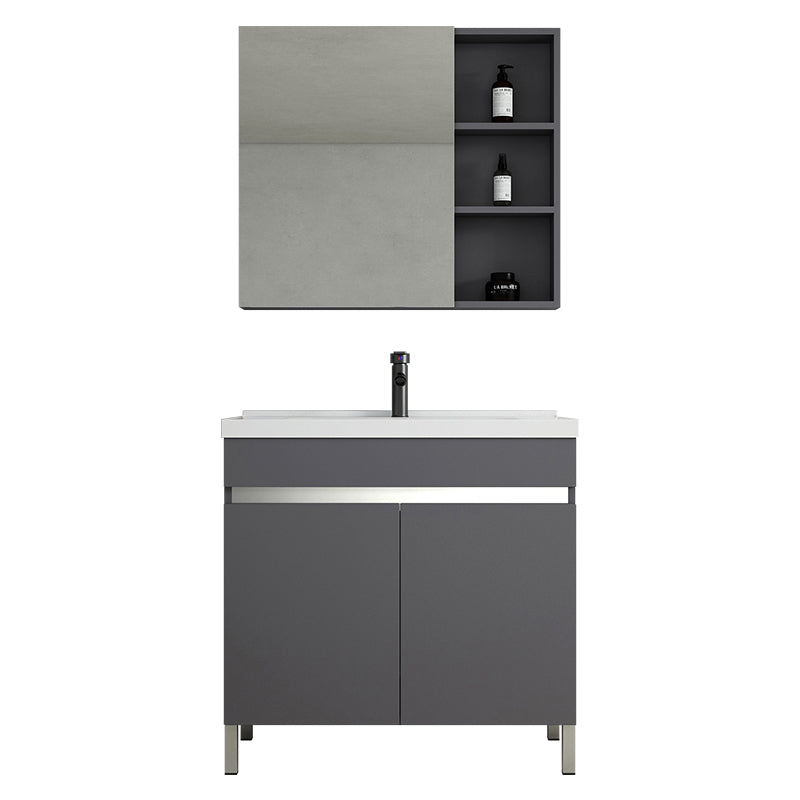 Gray Metal Vanity Sink Modern Free-standing Standard Space Saver Vanity Clearhalo 'Bathroom Remodel & Bathroom Fixtures' 'Bathroom Vanities' 'bathroom_vanities' 'Home Improvement' 'home_improvement' 'home_improvement_bathroom_vanities' 6914296