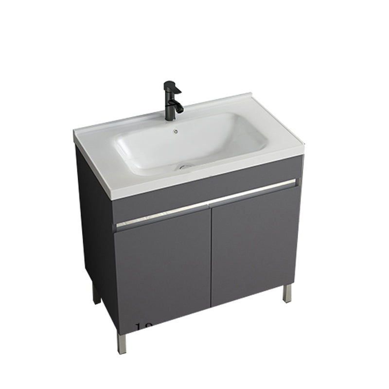 Gray Metal Vanity Sink Modern Free-standing Standard Space Saver Vanity Bathroom Vanity 28"L x 18.9"W x 32.7"H Washboard Not Included Clearhalo 'Bathroom Remodel & Bathroom Fixtures' 'Bathroom Vanities' 'bathroom_vanities' 'Home Improvement' 'home_improvement' 'home_improvement_bathroom_vanities' 6914297