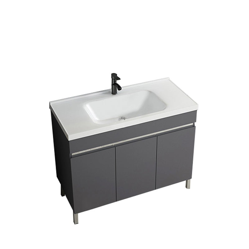 Gray Metal Vanity Sink Modern Free-standing Standard Space Saver Vanity Bathroom Vanity 35.8"L x 18.9"W x 32.7"H Washboard Not Included Clearhalo 'Bathroom Remodel & Bathroom Fixtures' 'Bathroom Vanities' 'bathroom_vanities' 'Home Improvement' 'home_improvement' 'home_improvement_bathroom_vanities' 6914310