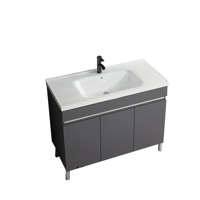 Gray Metal Vanity Sink Modern Free-standing Standard Space Saver Vanity Bathroom Vanity 39.8"L x 18.9"W x 32.7"H Washboard Not Included Clearhalo 'Bathroom Remodel & Bathroom Fixtures' 'Bathroom Vanities' 'bathroom_vanities' 'Home Improvement' 'home_improvement' 'home_improvement_bathroom_vanities' 6914313