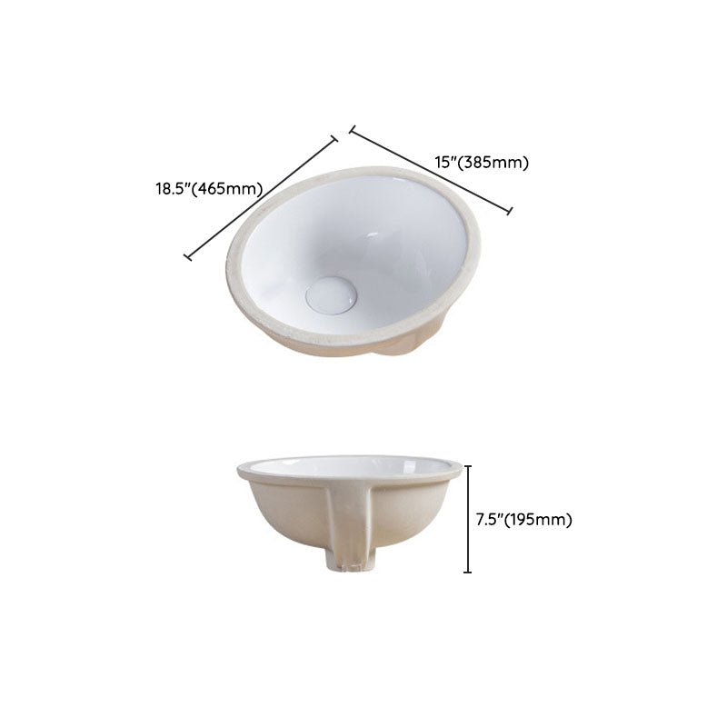 Modern Undermount Vanity Sink Round Porcelain with Pop-Up Drain Bathroom Sink Only Clearhalo 'Bathroom Remodel & Bathroom Fixtures' 'Bathroom Sinks & Faucet Components' 'Bathroom Sinks' 'bathroom_sink' 'Home Improvement' 'home_improvement' 'home_improvement_bathroom_sink' 6914470