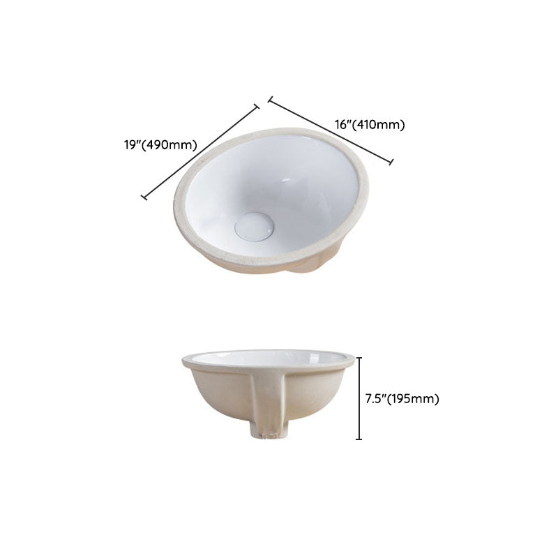 Modern Undermount Vanity Sink Round Porcelain with Pop-Up Drain Bathroom Sink Only Clearhalo 'Bathroom Remodel & Bathroom Fixtures' 'Bathroom Sinks & Faucet Components' 'Bathroom Sinks' 'bathroom_sink' 'Home Improvement' 'home_improvement' 'home_improvement_bathroom_sink' 6914477