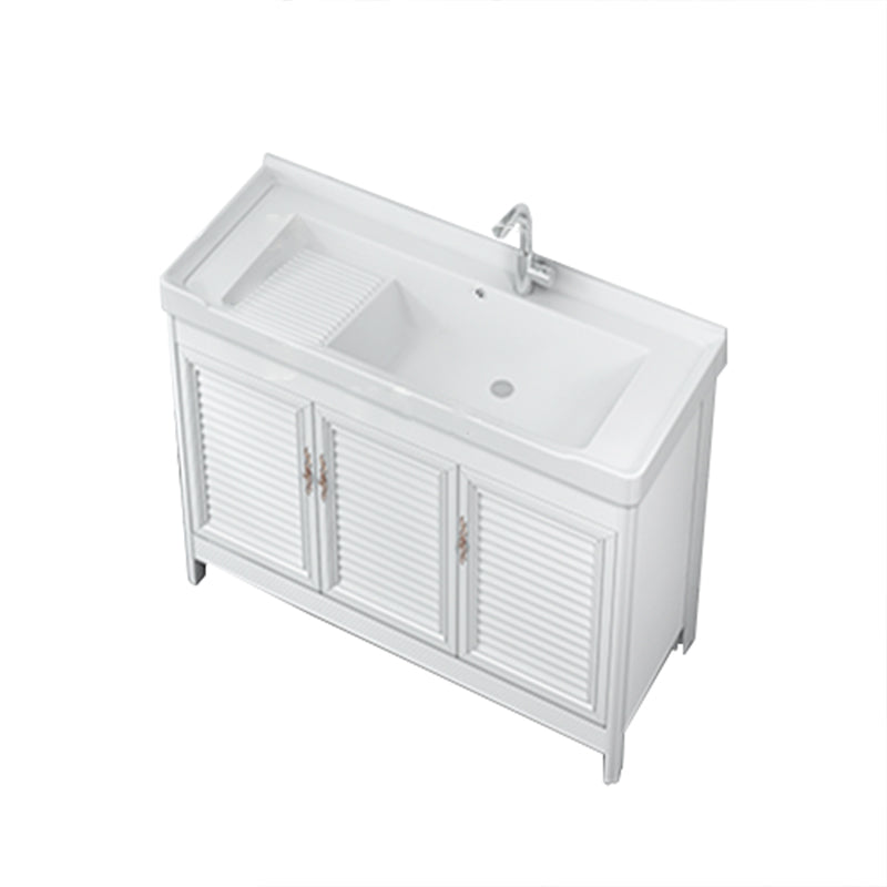 Bathroom Vanity Drawers Mirror Faucet Single Ceramic Sink Vanity Vanity & Faucet 48"L x 19"W x 32"H Clearhalo 'Bathroom Remodel & Bathroom Fixtures' 'Bathroom Vanities' 'bathroom_vanities' 'Home Improvement' 'home_improvement' 'home_improvement_bathroom_vanities' 6914679