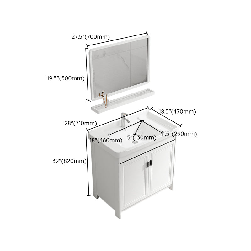 Bathroom Vanity Single Sink White Metal Frame Freestanding Bathroom Vanity with Door Clearhalo 'Bathroom Remodel & Bathroom Fixtures' 'Bathroom Vanities' 'bathroom_vanities' 'Home Improvement' 'home_improvement' 'home_improvement_bathroom_vanities' 6914750