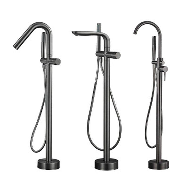 Floor Mounted Metal Freestanding Tub Filler Hand Shower Freestanding Faucet Clearhalo 'Bathroom Remodel & Bathroom Fixtures' 'Bathtub Faucets' 'bathtub_faucets' 'Home Improvement' 'home_improvement' 'home_improvement_bathtub_faucets' 6914965