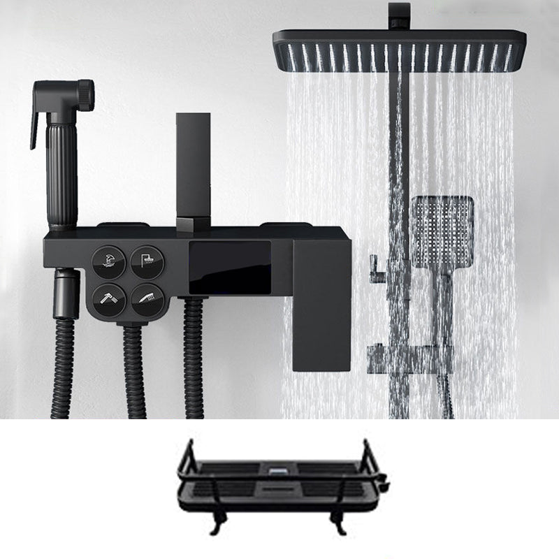 Shower Trim Square Handheld Shower Head Massage Jet Shower System Black Temperature Control Digital Display Included Clearhalo 'Bathroom Remodel & Bathroom Fixtures' 'Home Improvement' 'home_improvement' 'home_improvement_shower_faucets' 'Shower Faucets & Systems' 'shower_faucets' 'Showers & Bathtubs Plumbing' 'Showers & Bathtubs' 6915130