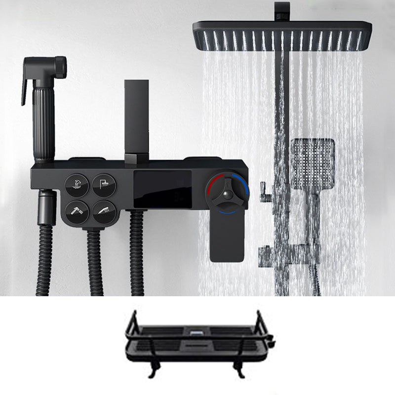 Shower Trim Square Handheld Shower Head Massage Jet Shower System Black Thermostatic Digital Display Included Clearhalo 'Bathroom Remodel & Bathroom Fixtures' 'Home Improvement' 'home_improvement' 'home_improvement_shower_faucets' 'Shower Faucets & Systems' 'shower_faucets' 'Showers & Bathtubs Plumbing' 'Showers & Bathtubs' 6915132