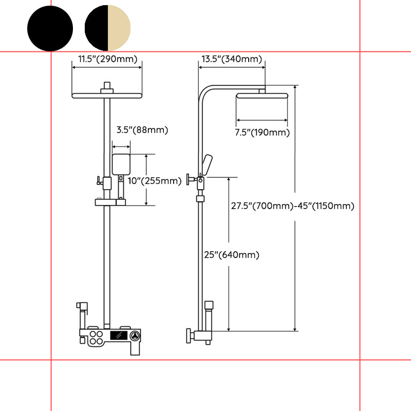 Shower Trim Square Handheld Shower Head Massage Jet Shower System Clearhalo 'Bathroom Remodel & Bathroom Fixtures' 'Home Improvement' 'home_improvement' 'home_improvement_shower_faucets' 'Shower Faucets & Systems' 'shower_faucets' 'Showers & Bathtubs Plumbing' 'Showers & Bathtubs' 6915141